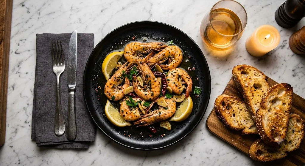 Garlic shrimp with lemon as a fast skillet dinner